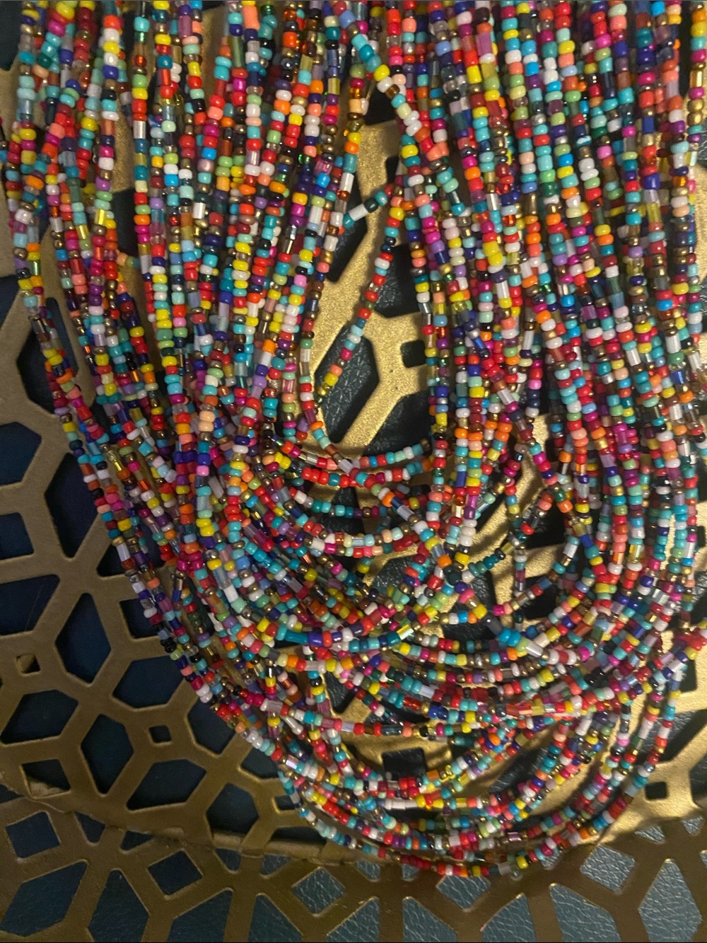 Multicolor Seed Bead Multi-Strand necklace. - Picture 3 of 3